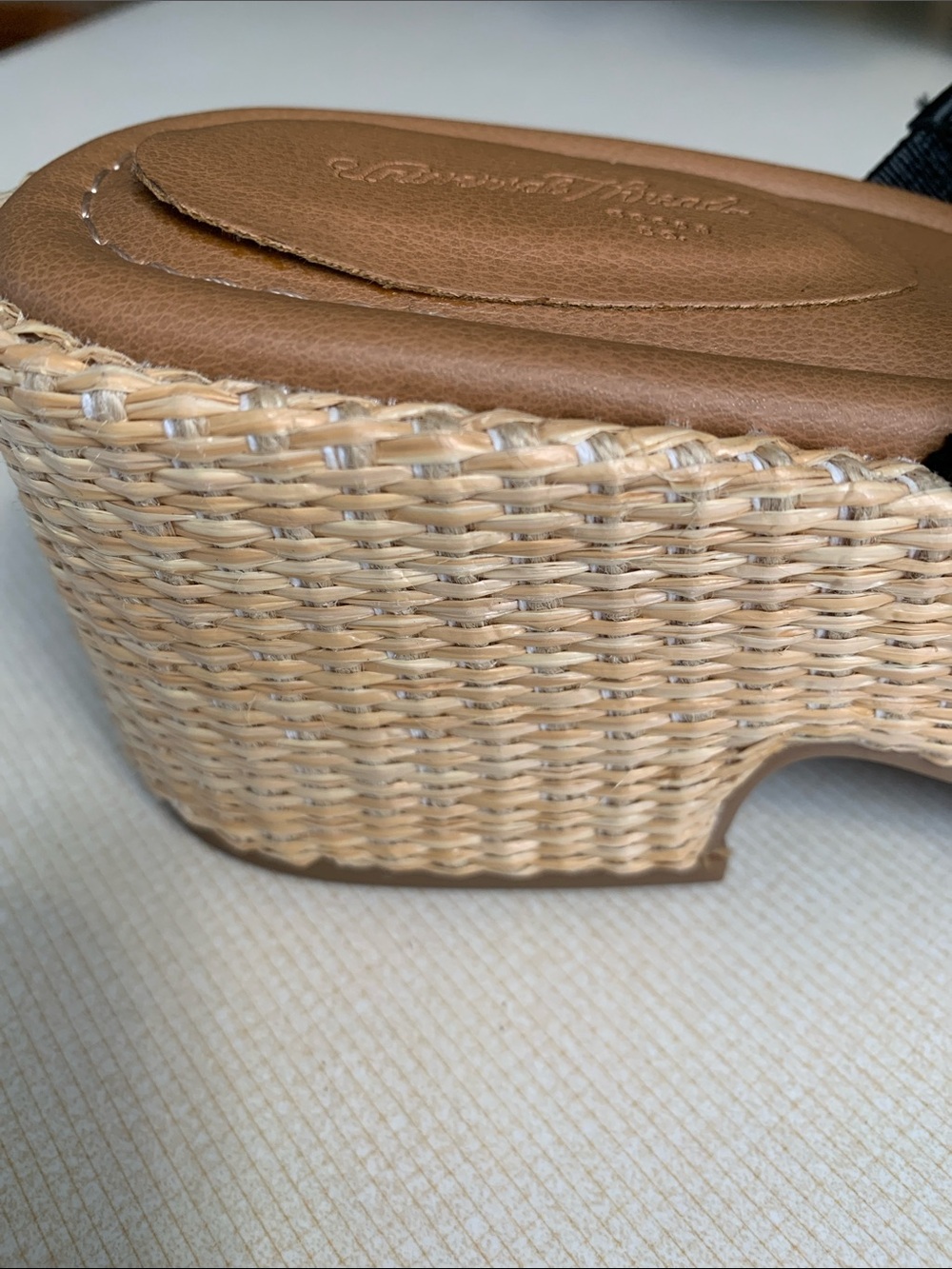 Universal Thread Black Frayed Cross-Strap Wedge Slides - Picture 7 of 8